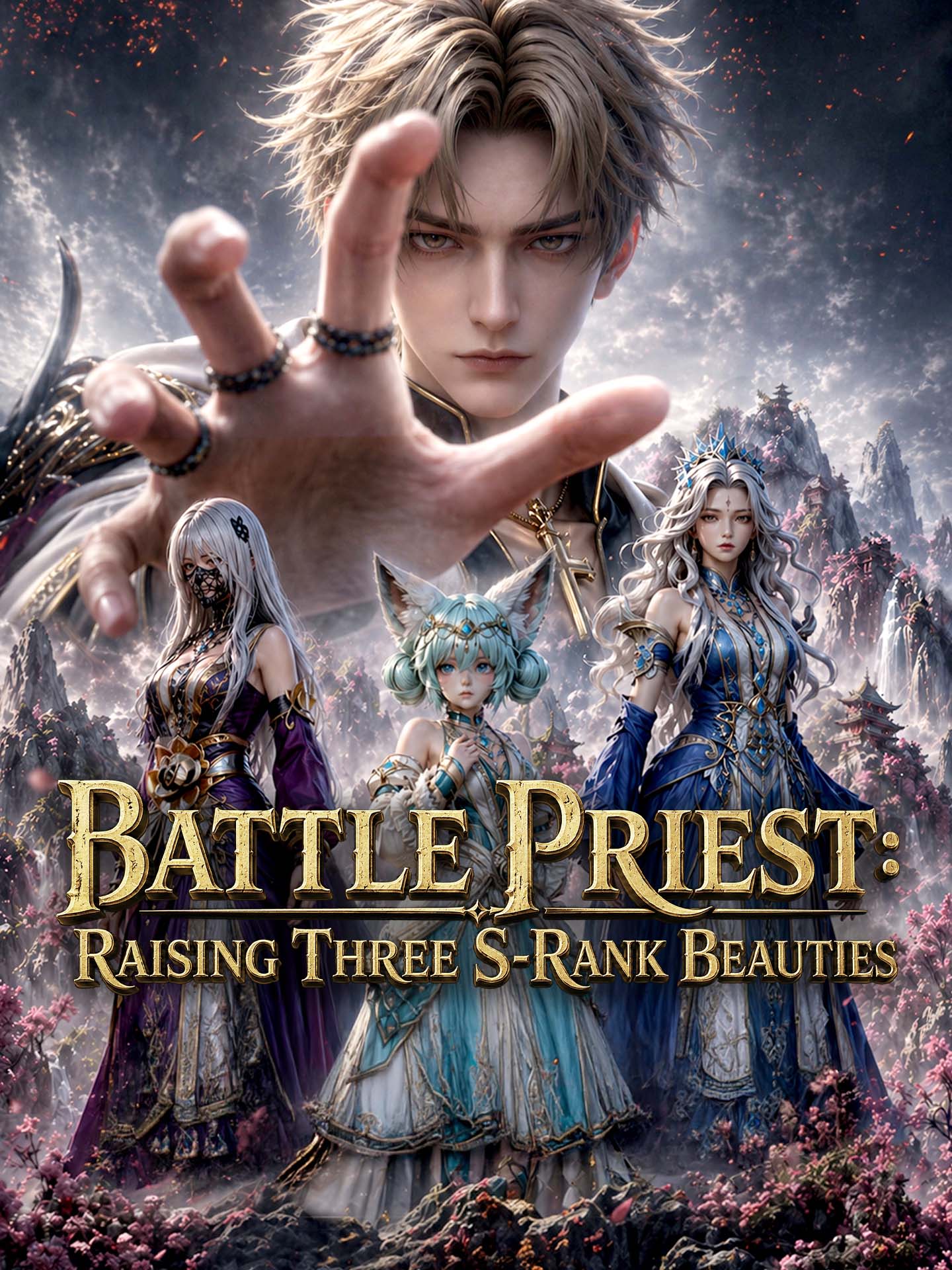 Poster [ENG DUB] Battle Priest: Raising Three S-Rank Beauties